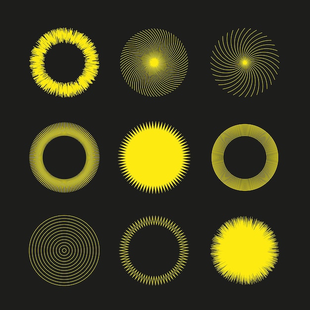 basic shape elements with sharp and rounded edges vector set