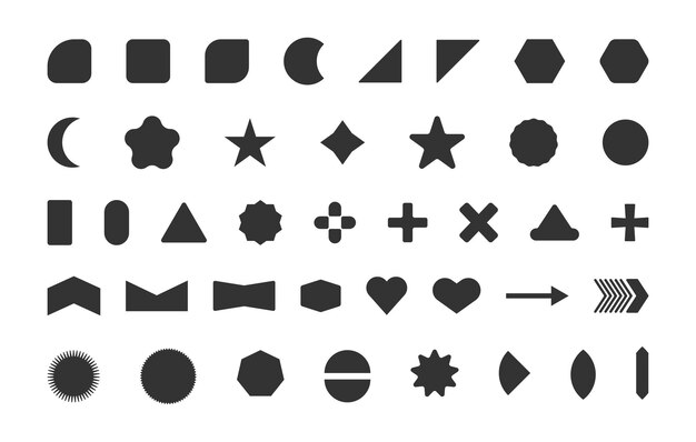basic shape silhouette basic shape clipart simple shape vector set basic shape bundle