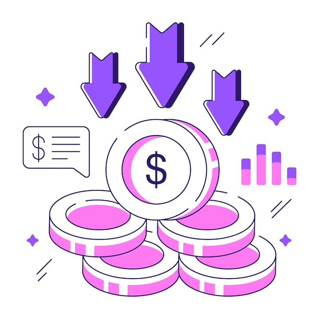 a beautiful design illustration of money decrease
