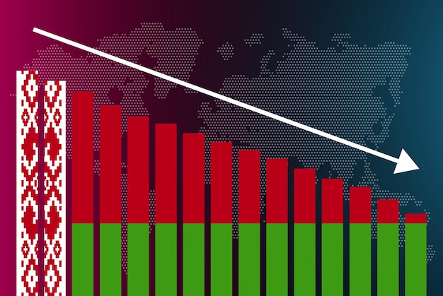 belarus bar chart graph decreasing values crisis and downgrade news banner fail and decrease