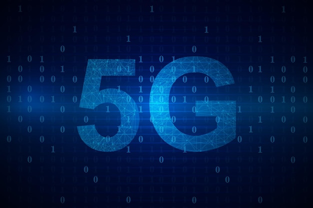 binary code 5g technology background