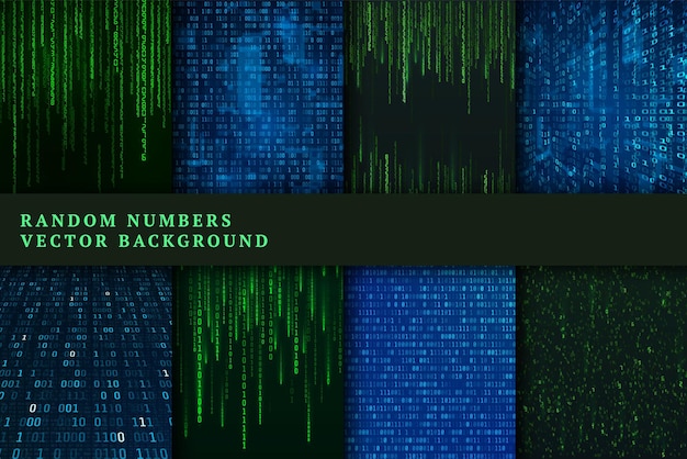 binary code background set random numbers stream digital data coding in matrix style