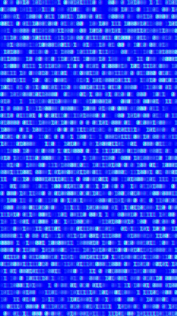 binary code, blue digits on the computer screen.