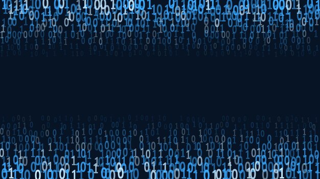 binary code blue technology background copy space matrix data stream programming and cyber security