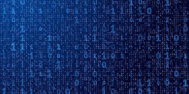binary code data stream blue background