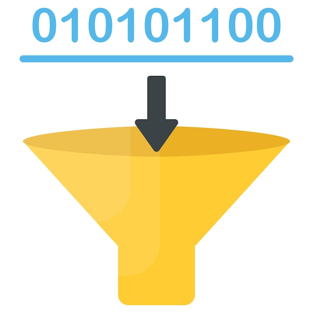 binary code funnel concept data vector design software and web development symbol computer program