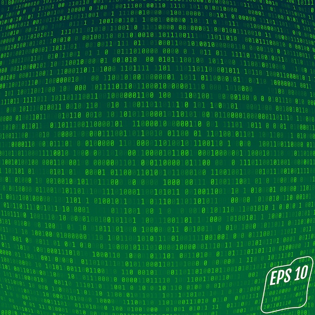 binary code on green background.