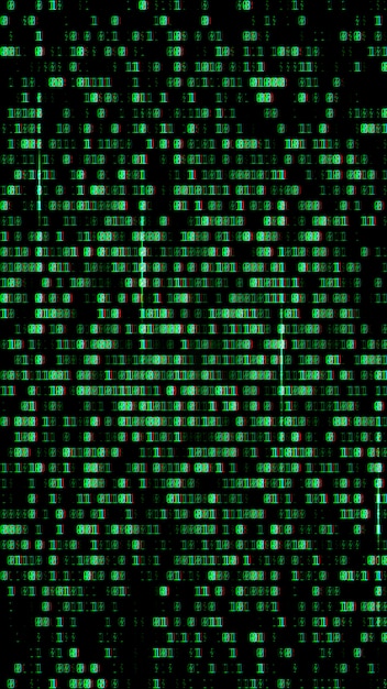 binary code, green digits on the computer screen. 