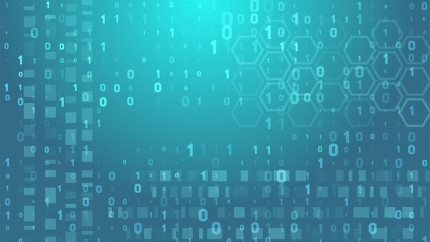 binary code and hexagonal gradient background