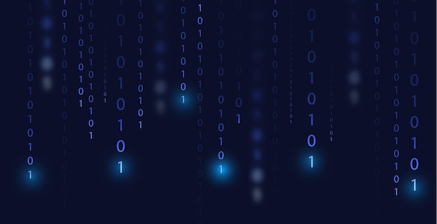 binary code rain effect on a dark background simulating data streams