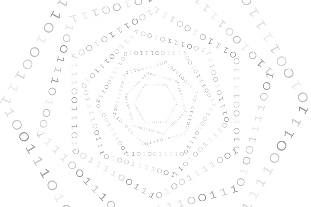 binary spiral code algorithm digital data on white background