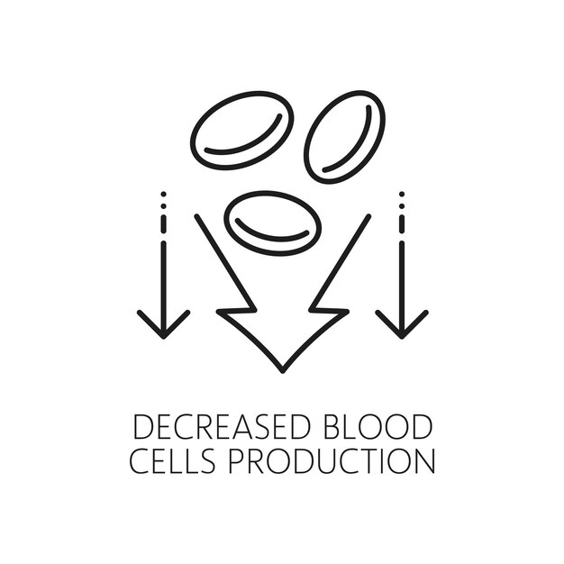 blood cells production decrease line icon anemia