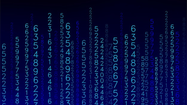 blue matrix background stream of binary code falling numbers on dark backdrop digital computer code coding and hacking vector illustration