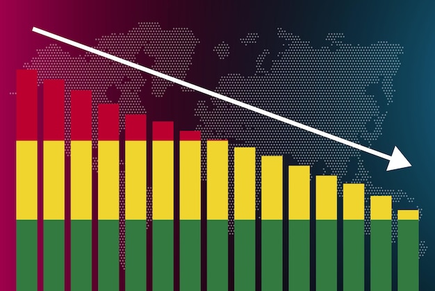 bolivia bar chart graph decreasing values crisis and downgrade news banner fail and decrease