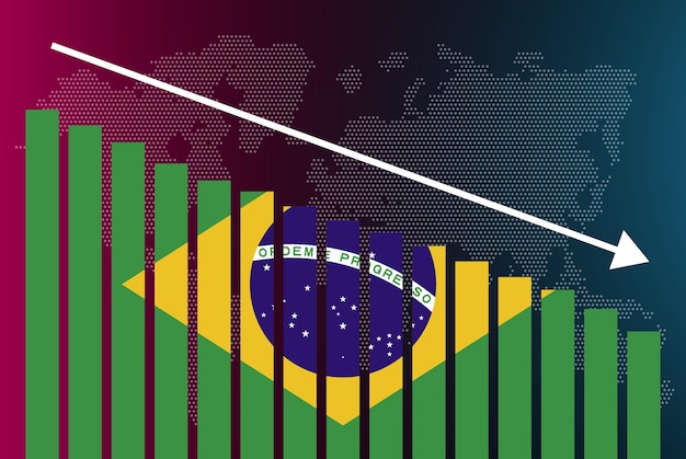 brazil bar chart graph decreasing values crisis and downgrade news banner fail and decrease