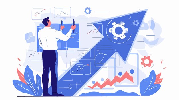 businessman drawing arrow lines to decrease cost professional financial strategy