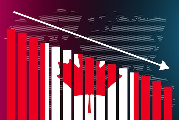 canada bar chart graph decreasing values crisis and downgrade news banner fail and decrease