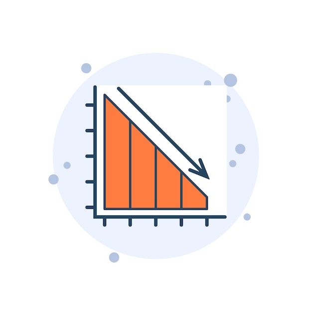 cartoon decrease diagram icon vector illustration down chart icon on bubbles background statistics sign concept