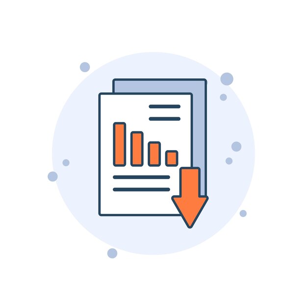cartoon diagram decrease icon vector illustration document icon on bubbles background report sign concept