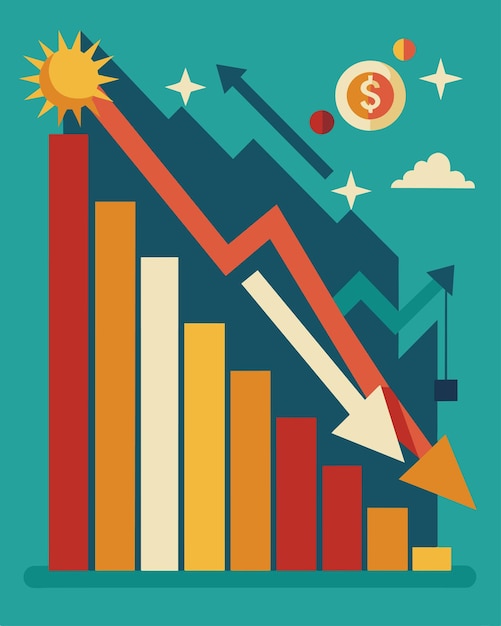 a chart showcasing a significant decrease in economic growth and development vector illustration