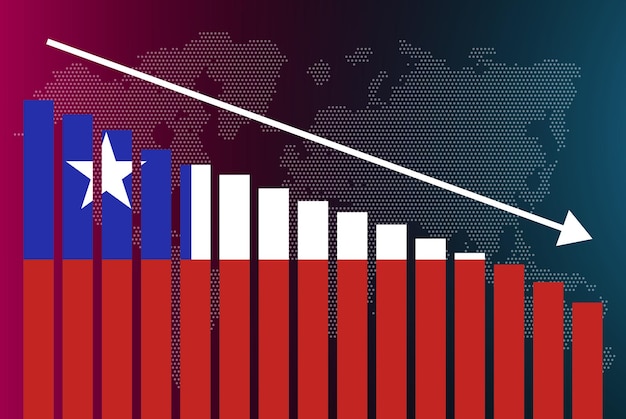 chile bar chart graph decreasing values crisis and downgrade news banner fail and decrease