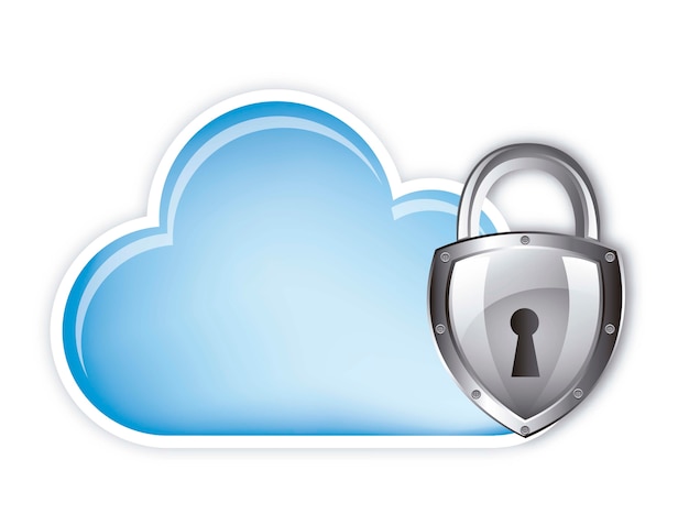 cloud computing security over white backgroundvector