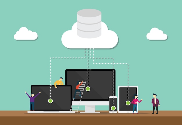 cloud computing technology team develop or developer with cloud and data database