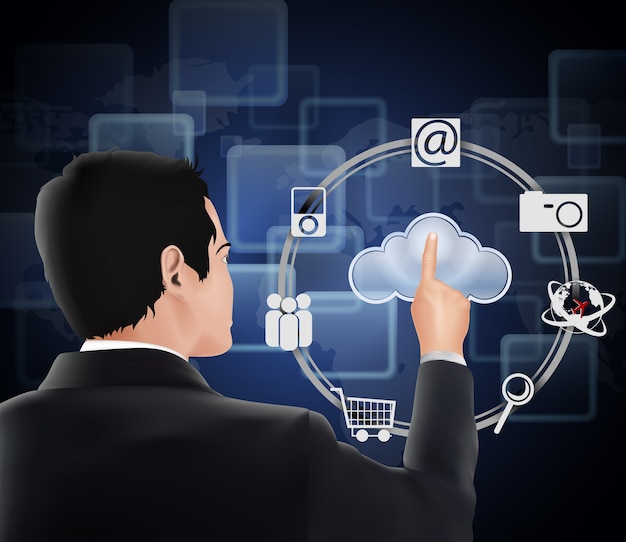cloud computing touchscreen interface. 