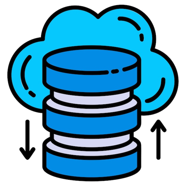 cloud database data transaction commit concept server storage transmission vector cloud computing