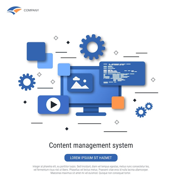 cms development program coding interface design flat vector concept illustration