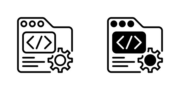 code bracket line icon outline symbol for web development programming script software engineering algorithm design and html coding vector sign icon