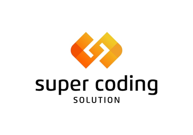 code coding developer gradation style logo design