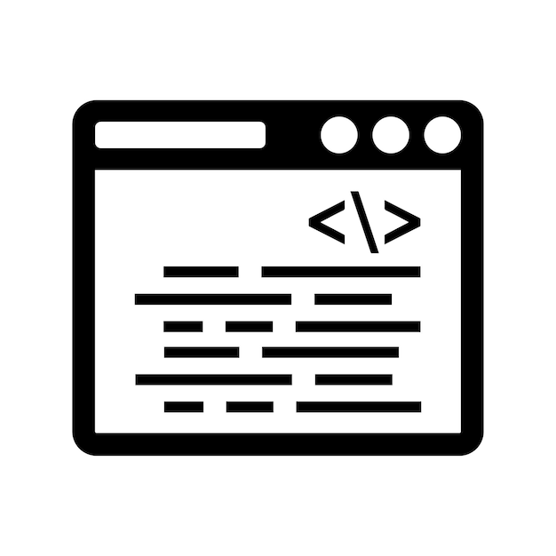 code coding html programming icon black vector graphics