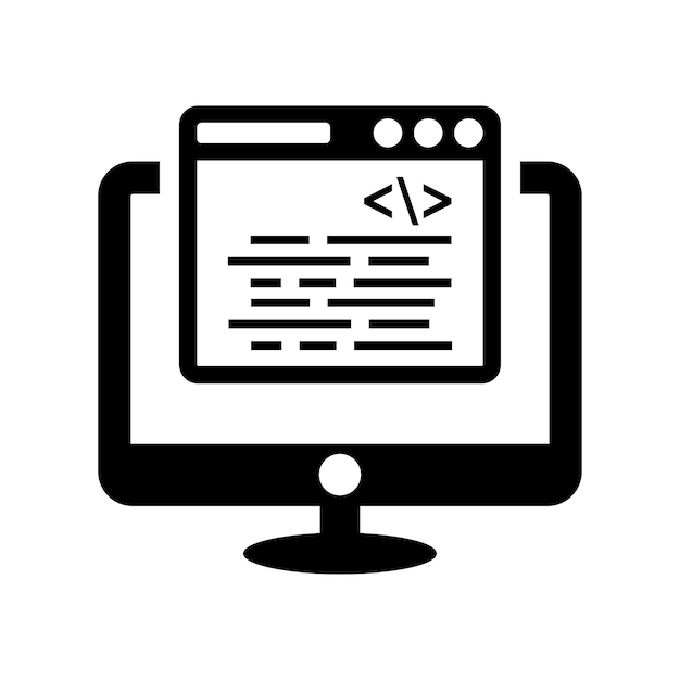 code coding input programming icon black vector graphics