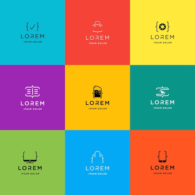 code coding logo design set vector collection