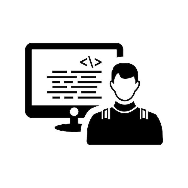 code coding programming icon black vector graphics