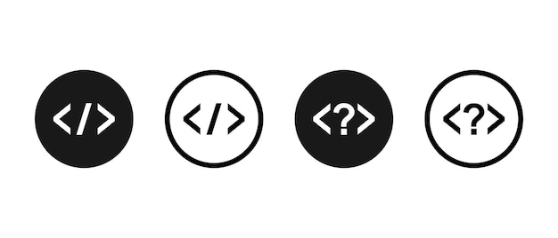 code html vector icon set program coding sign in circle