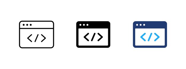 code icon programming and technology symbol development digital and software concept interface web and application design representing code script and computer programming