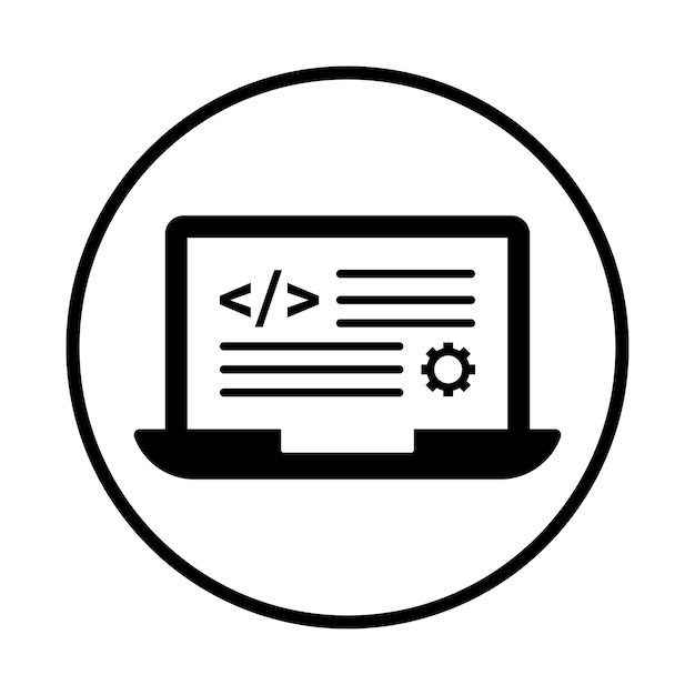 code programming icon black vector graphics
