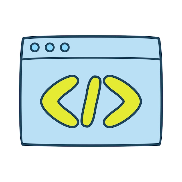 coding doodle icon vector flat program code