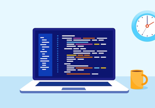 coding programmer developer flat vector illustration template