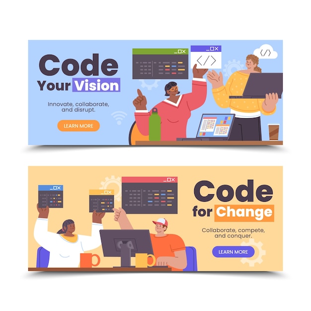 coding and programming banners