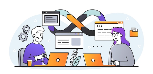 coding and programming concept characters create website or application using programming language
