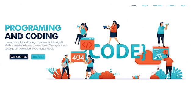 coding and programming to find bugs in code set in solving error problems, 404, not found.