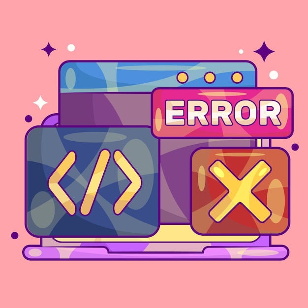 coding script with error mark concept vector