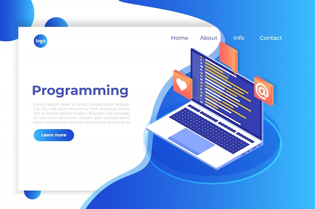 coding, software development, programming isometric concept