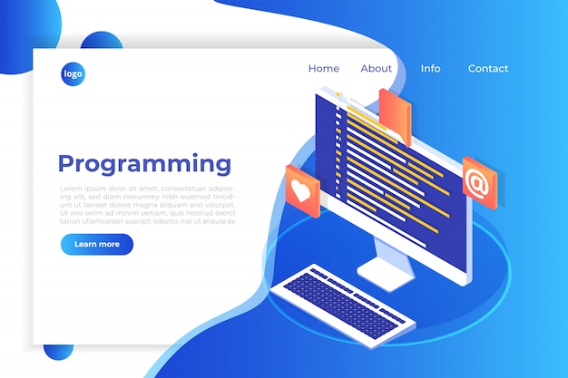 coding, software development, programming isometric concept