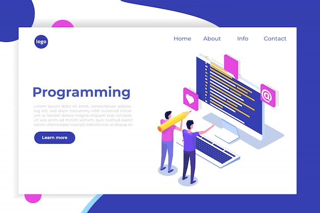 coding, software development, programming isometric concept