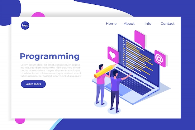 coding, software development, programming isometric concept