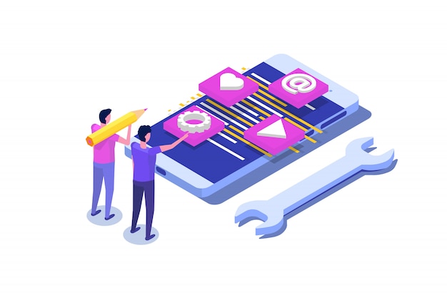 coding, software development, programming isometric concept